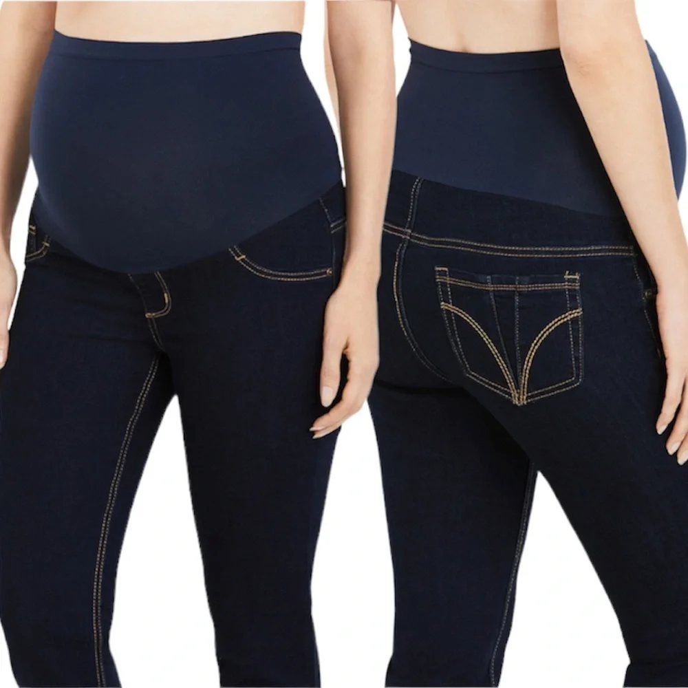 Indigo Blue Maternity Secret Fit Belly Jeans Size SP Skinny Leg Dark Wash Blue - Picture 1 of 14